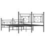 Estructura de cama cabecero y estribo metal negro 140x190 cm de , Camas y somieres - Ref: Foro24-374357, Precio: 103,75 €, De...