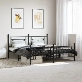 Estructura de cama cabecero y estribo metal negro 183x213 cm de , Camas y somieres - Ref: Foro24-374362, Precio: 132,76 €, De...