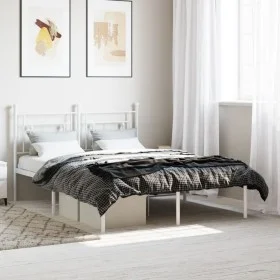 Estructura de cama de metal con cabecero blanca 140x190 cm de , Camas y somieres - Ref: Foro24-374388, Precio: 97,45 €, Descu...