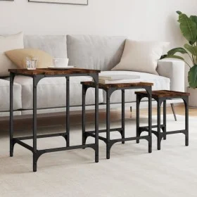 Mesas de centro apilables 3 pzas madera ingeniería roble humo de , Mesas de centro - Ref: Foro24-838930, Precio: 40,34 €, Des...