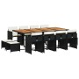 Set comedor de jardín con cojines 13 pzas ratán sintético negro en Conjuntos de jardín | Comprar online en Foru.es