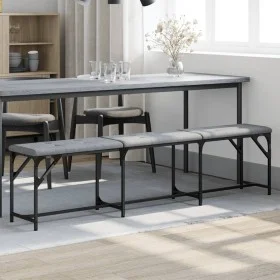 Banco de comedor acero y tela gris claro 186x32x45 cm by , Dining and kitchen benches - Ref: Foro24-835224, Price: 79,92 €, D...