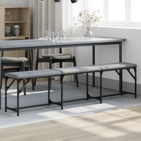 Banco de comedor acero y tela gris claro 186x32x45 cm by , Dining and kitchen benches - Ref: Foro24-835224, Price: 79,92 €, D...