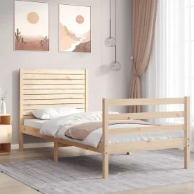 Einzelbettgestell mit Kopfteil aus Massivholz von , Betten und Lattenroste - Ref: Foro24-3194986, Preis: 100,44 €, Rabatt: %