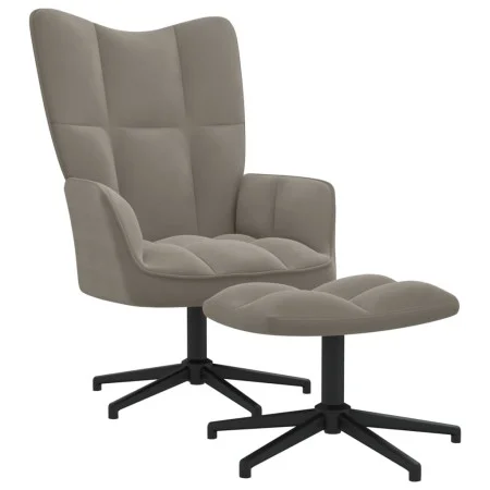 Sillón de relax con taburete de terciopelo gris claro de , Sillones - Ref: Foro24-328106, Precio: 166,17 €, Descuento: %