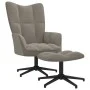 Sillón de relax con taburete de terciopelo gris claro de , Sillones - Ref: Foro24-328106, Precio: 166,17 €, Descuento: %
