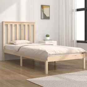Estructura de cama madera maciza de pino 75x190 cm de , Camas y somieres - Ref: Foro24-3103803, Precio: 83,62 €, Descuento: %