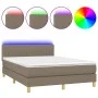 Boxspringbett mit LED-Matratze taupegrauer Stoff 140x200 cm von , Betten und Lattenroste - Ref: Foro24-3133881, Preis: 435,95...
