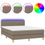 Cama box spring con colchón LED tela gris taupe 140x200 cm de , Camas y somieres - Ref: Foro24-3133881, Precio: 444,06 €, Des...