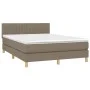 Box spring bed with LED mattress taupe gray fabric 140x200 cm by , Beds and slatted bases - Ref: Foro24-3133881, Price: 435,9...