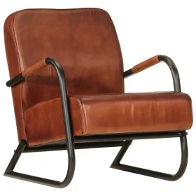 Sillón de cuero auténtico marrón de , Sillones - Ref: Foro24-359631, Precio: 256,14 €, Descuento: %