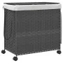 Cesto para ropa sucia con ruedas ratán gris 60x35x60,5 cm de , Cestas para ropa - Ref: Foro24-372041, Precio: 69,48 €, Descue...