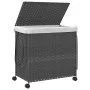 Cesto para ropa sucia con ruedas ratán gris 60x35x60,5 cm de , Cestas para ropa - Ref: Foro24-372041, Precio: 69,48 €, Descue...