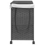 Cesto para ropa sucia con ruedas ratán gris 60x35x60,5 cm de , Cestas para ropa - Ref: Foro24-372041, Precio: 69,48 €, Descue...