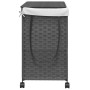 Cesto para ropa sucia con ruedas ratán gris 60x35x60,5 cm de , Cestas para ropa - Ref: Foro24-372041, Precio: 71,77 €, Descue...