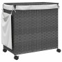 Cesto para ropa sucia con ruedas ratán gris 60x35x60,5 cm de , Cestas para ropa - Ref: Foro24-372041, Precio: 71,77 €, Descue...