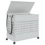 Cesto para ropa sucia con ruedas ratán blanco 66x35x60 cm de , Cestas para ropa - Ref: Foro24-372048, Precio: 82,26 €, Descue...