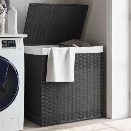 Cesto de ropa sucia 2 secciones ratán sintético gris 53x35x57cm de , Cestas para ropa - Ref: Foro24-372036, Precio: 67,32 €, ...
