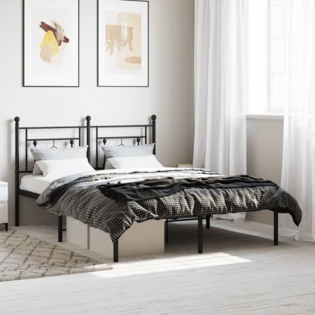 Estructura de cama con cabecero metal negro 140x190 cm de , Camas y somieres - Ref: Foro24-374339, Precio: 98,75 €, Descuento: %