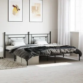 Bed frame with black metal headboard 193x203 cm by , Beds and slatted bases - Ref: Foro24-374345, Price: 105,56 €, Discount: %