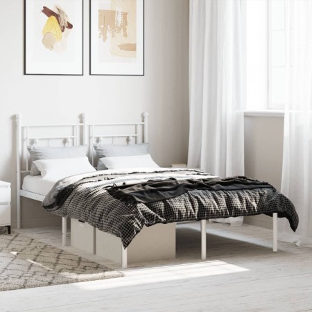 Estructura de cama de metal con cabecero blanca 120x190 cm de , Camas y somieres - Ref: Foro24-374385, Precio: 85,97 €, Descu...