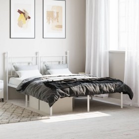 Estructura de cama de metal con cabecero blanca 135x190 cm de , Camas y somieres - Ref: Foro24-374387, Precio: 88,23 €, Descu...