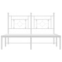Estructura de cama de metal con cabecero blanca 135x190 cm de , Camas y somieres - Ref: Foro24-374387, Precio: 88,23 €, Descu...