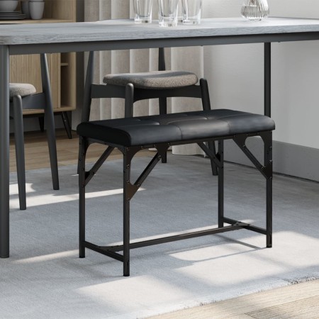 Banco de comedor acero y cuero sintético negro 62x32x45 cm de , Bancos de comedor y cocina - Ref: Foro24-835217, Precio: 40,8...