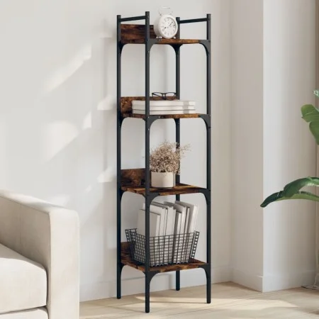 Librería de 4 estantes madera roble ahumado 35x30x138,5 cm de , Librerías y estanterías - Ref: Foro24-838850, Precio: 43,56 €...