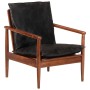Sillón madera maciza acacia y cuero auténtico negro de , Sillones - Ref: Foro24-340922, Precio: 221,36 €, Descuento: %