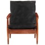 Sillón madera maciza acacia y cuero auténtico negro de , Sillones - Ref: Foro24-340922, Precio: 221,36 €, Descuento: %