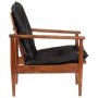Sillón madera maciza acacia y cuero auténtico negro de , Sillones - Ref: Foro24-340922, Precio: 221,36 €, Descuento: %