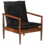 Sillón madera maciza acacia y cuero auténtico negro de , Sillones - Ref: Foro24-340922, Precio: 221,36 €, Descuento: %