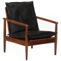 Sillón madera maciza acacia y cuero auténtico negro de , Sillones - Ref: Foro24-340922, Precio: 221,36 €, Descuento: %