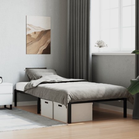 Estructura de cama de metal negro 107x203 cm de , Camas y somieres - Ref: Foro24-373651, Precio: 60,73 €, Descuento: %