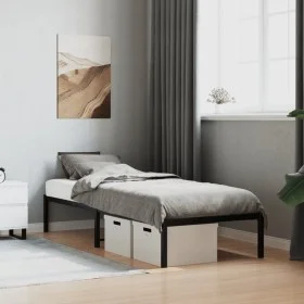 Black metal bed frame 75x190 cm by , Beds and slatted bases - Ref: Foro24-373645, Price: 57,63 €, Discount: %