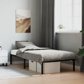 Estructura de cama de metal negro 90x190 cm de , Camas y somieres - Ref: Foro24-373647, Precio: 61,24 €, Descuento: %