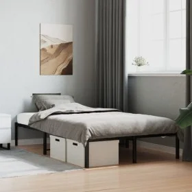 Black metal bed frame 120x200 cm by , Beds and slatted bases - Ref: Foro24-373653, Price: 101,72 €, Discount: %