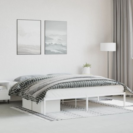 Estructura de cama de metal blanco 193x203 cm de , Camas y somieres - Ref: Foro24-373679, Precio: 92,78 €, Descuento: %
