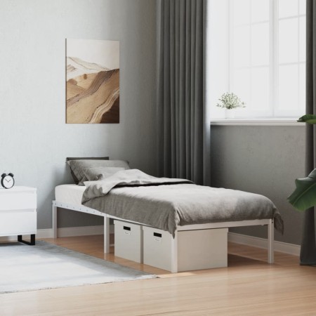Estructura de cama de metal blanco 80x200 cm de , Camas y somieres - Ref: Foro24-373664, Precio: 62,12 €, Descuento: %