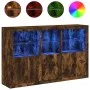 Sideboard with LED lights smoked oak 162x37x100 cm by , Sideboards - Ref: Foro24-3209146, Price: 269,16 €, Discount: %