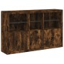 Aparador con luces LED roble ahumado 162x37x100 cm de , Aparadores - Ref: Foro24-3209146, Precio: 278,22 €, Descuento: %