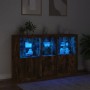 Aparador con luces LED roble ahumado 162x37x100 cm de , Aparadores - Ref: Foro24-3209146, Precio: 278,22 €, Descuento: %