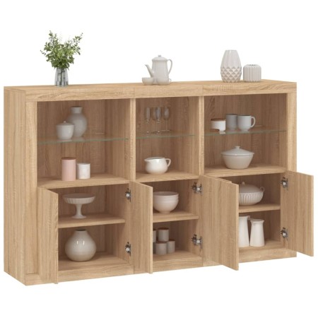 Aparador con luces LED roble Sonoma 162x37x100 cm de , Aparadores - Ref: Foro24-3209144, Precio: 226,79 €, Descuento: %