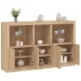 Aparador con luces LED roble Sonoma 162x37x100 cm de , Aparadores - Ref: Foro24-3209144, Precio: 221,09 €, Descuento: %