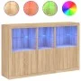 Aparador con luces LED roble Sonoma 162x37x100 cm de , Aparadores - Ref: Foro24-3209144, Precio: 221,09 €, Descuento: %