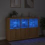 Aparador con luces LED roble Sonoma 162x37x100 cm de , Aparadores - Ref: Foro24-3209144, Precio: 226,79 €, Descuento: %
