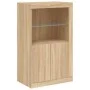 Aparador con luces LED roble Sonoma 162x37x100 cm de , Aparadores - Ref: Foro24-3209144, Precio: 221,09 €, Descuento: %