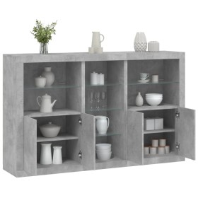 Aparador con luces LED gris hormigón 162x37x100 cm de , Aparadores - Ref: Foro24-3209173, Precio: 206,34 €, Descuento: %