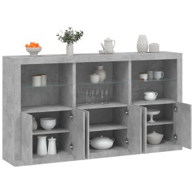Aparador con luces LED gris hormigón 181,5x37x100 cm de , Aparadores - Ref: Foro24-3209152, Precio: 219,46 €, Descuento: %